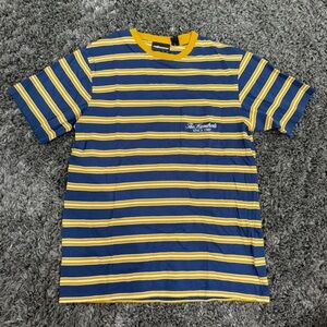 The Hundreds Front Pocket Striped Tee In Blue/Yellow, Size M